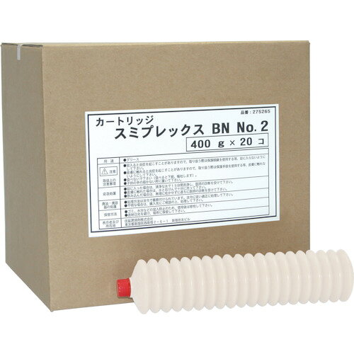 特長 ●BN（ボロンナイトライド）配合のリチウム複合（コンプレックス）グリースです。 ●高温下でも固化せず、焼付き防止に優れた白色耐熱グリースです。 用途 ●加熱炉、乾燥炉の軸受に。 ●熱風送風機など高温軸受に。 ●製鉄の高温軸受に。 ●製紙ドライヤーロールなど高温軸受に。 ●その他装置機械の高温軸受に。 仕様 ●容量(g)：400 ●容量(kg)：0.4 質量・質量単位 ●0.4kg 【メーカー名】住鉱潤滑剤（株） 【メーカー品番】275265 【ご注文前に必ずご確認ください】 本商品は、中東情勢の影響により供給が不安定となっており、メーカーにて出荷制限がかかっている可能性がございます。 納期表示が「入荷次第出荷※納期確認・キャンセル不可」となっている場合は、メーカー取り寄せ品となります。 以下の内容をご了承のうえ、ご注文くださいますようお願いいたします。 ●現在、明確な納期のご案内ができない状況です。商品が入荷次第、順次発送いたします。 ●事前の納期確認ができないため、納期に関するお問い合わせをいただいても、具体的な回答はいたしかねます。 ●納期が判明次第、弊社よりメールにてご連絡いたします。それまではお待ちくださいますようお願いいたします。 ●ご注文後のキャンセルは、原則としてお受けできません。 ●大量注文の場合、数量によってはご注文をお受けできない場合がございます。 ●メーカー側で受注停止となった場合は、やむを得ずご注文をキャンセルさせていただく場合がございます。 ご不便をおかけいたしますが、あらかじめご了承くださいますようお願いいたします。