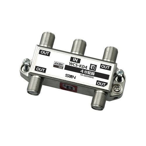 ●新4K8K衛星放送受信に対応した10〜3224MHzまでの超広帯域設計です。 ●小型化設計により、取付スペースを取りません。また、亜鉛ダイカストの一体筐体を採用した高シールド設計になっているため、妨害波の影響を受けにくい仕様となっています。 ●芯線接触部分は金メッキ仕様になっていますので、高い信頼性を有しています。 ※全端子電流カット型 ●付属品： 木ネジ（2本、本体取付済） ■優良住宅部品認定制度に基づき、認定申請された住宅部品について、一般社団法人 ベターリビングにより性能、供給体制等を審査された結果、優良住宅部品と認定された商品。 ■RoHs指令2011/65EU及び（EU）2015/863で定めた使用制限10物質（Cd,Pb,Hg,Cr6+,PBBs,PBDEs,DEHP,BBP,DBP,DIBP）対応が確認できた商品。 【メーカー名】サン電子（株） 【メーカー品番】WCS-KD4