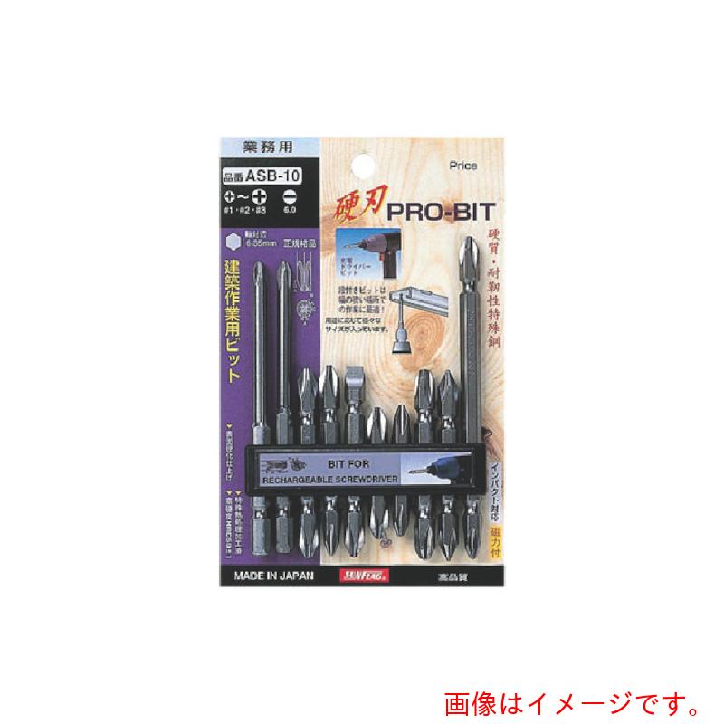 【メール便対応】サンフラッグ（SUNFLAG） 業務用両頭ビット10本組 【品番：ASB10】