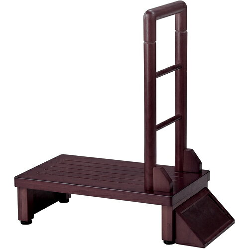 谷村実業　TASSCOM　手すり付き玄関台　60cm　ダークブラウン　【品番：TAN-889-60DBR】