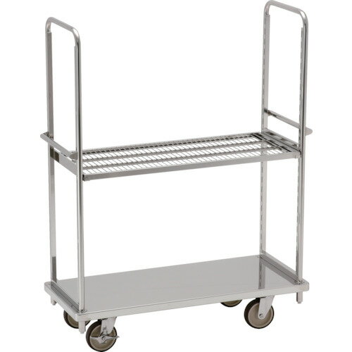 【別途送料あり】テックサス（TECHSUS） オールステンレス棚台車 1220×505 SUSφ150ウレタン車 メッシュ棚1段 【品番：TD-1250D-MT1】