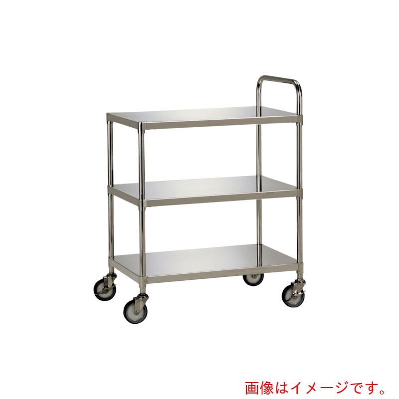 特長 ●完成品ですので、組立作業もなく、導入してすぐにご利用いただけます。 仕様 ●最大積載量(kg/台)：200 ●間口(mm)：750 ●奥行(mm)：450 ●高さ(mm)：850 ●段数(段)：3 ●均等積載量(kg/段)下段：100 ●キャスター径(mm)：100 ●甲板部：SUS304（フラット） ●ハンドル：SUS304-φ25×1.5t ●キャスター：ウレタン 材質 ●甲板部：SUS304 ●ハンドル：SUS304 ●キャスター：ウレタン 質量・質量単位 ●20.0kg 【メーカー名】（株）テックサス 【メーカー品番】WG3-N7545D