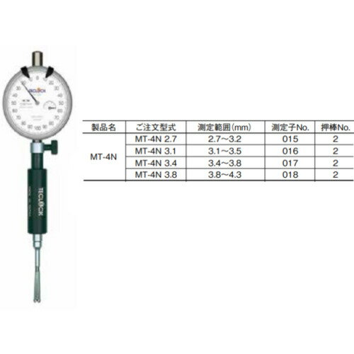 テクロック（TECLOCK）　マイクロホールテストフルチョイスタイプ　3．8〜4．3　【品番：MT-4N 3.8】
