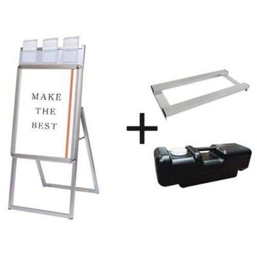 常磐精工（TOKISEI）　ポスターグリップスタンド看板パンフレットケース付（屋外用）　A2片面シルバー..