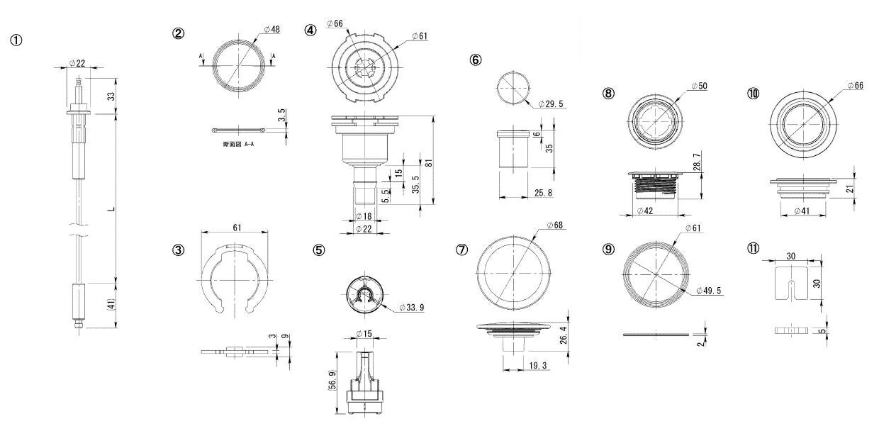 TOTO　ワンプッシュ排水栓1090AF用　【品番：AFKA237】●