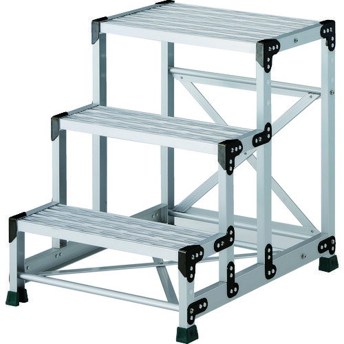 トラスコ中山（TRUSCO）　TRUSCO　作業用踏台　アルミ製・グレーチング仕様　SUS金具　3段　高さ0．75m..