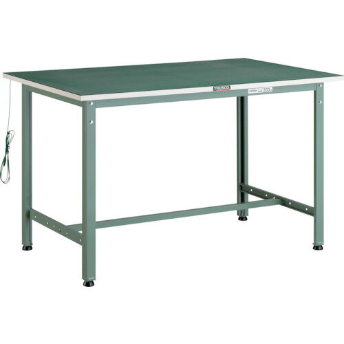【別途送料あり】トラスコ中山（TRUSCO）　TRUSCO　軽荷重作業台（300kg）AE型　1200X750XH742　帯電防止マット張り　グリーン色　【品番：AE-1200D】