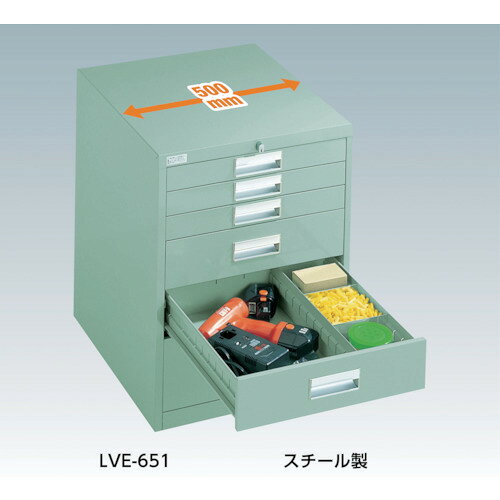 トラスコ中山(TRUSCO) TRUSCO LVE型キャビネット 500X550XH420 引出4段 【品番:LVE-421】 [2]