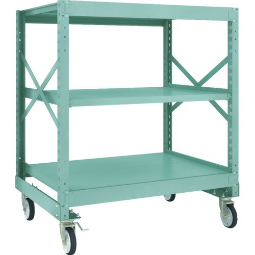 【別途送料あり】トラスコ中山（TRUSCO）　TRUSCO　R3型ボルト式中量棚W1200XD900XH1400　3段　Φ150　ゴムキャスター付　【品番：R3-4493-G150】