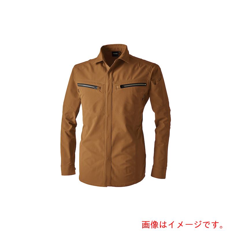★TS DESIGN　TSエコダブルライトクロスロングスリーブシャツ　S　キャメル　【品番：5605 S 65】