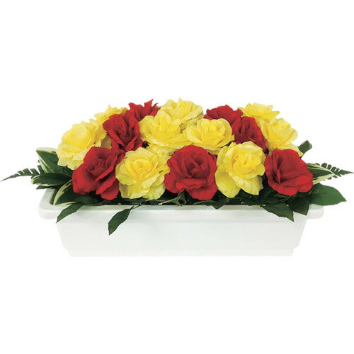 ★【メーカー直送】ユニット（UNIT）　造花プランター　白　バラ（赤・黄）　【品番：935-021】