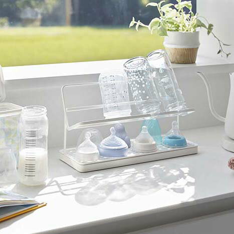 山崎実業　哺乳瓶&マグボトル水切りラック プレート　ホワイト　【品番：05857】