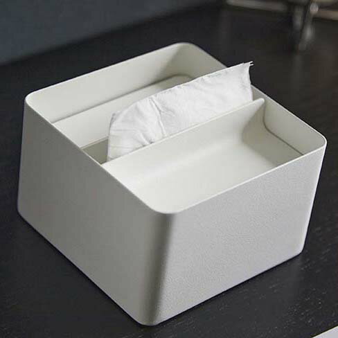 山崎実業 蓋付きハーフティッシュケース タワー ホワイト 【品番:06195】 山崎実業 蓋付きハーフティッシュケース タワー ホワイト 【品番:06195】