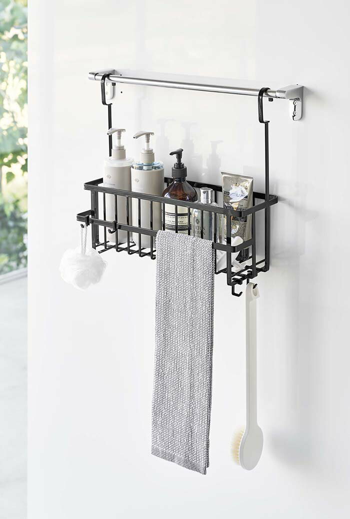 山崎実業　引っ掛けバスルームバスケット タワー ワイド　ブラック　【品番：06618】