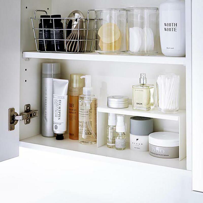 山崎実業　洗面鏡中収納ラック タワー 2個組　ホワイト　【品番：04036】