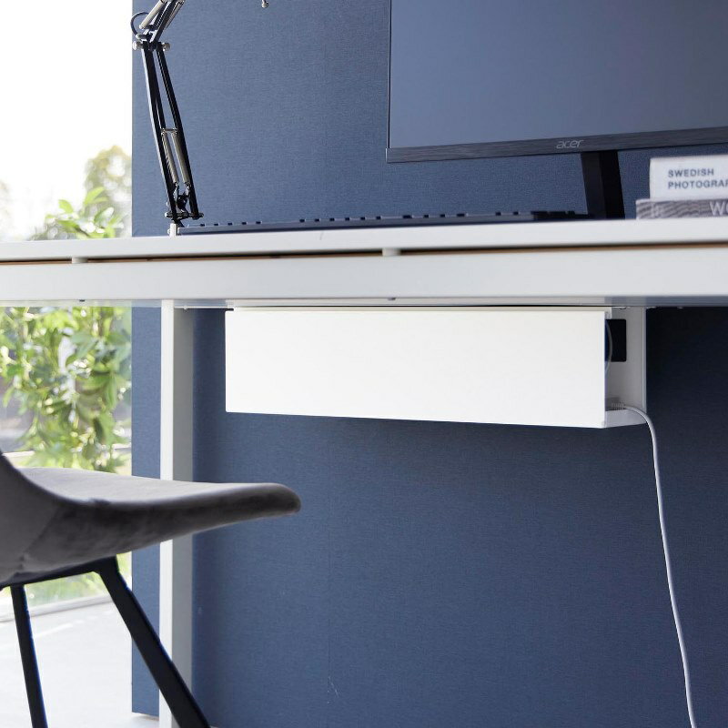 山崎実業　デスク下天板ケーブルラック タワー ロング ホワイト　【品番：04478】