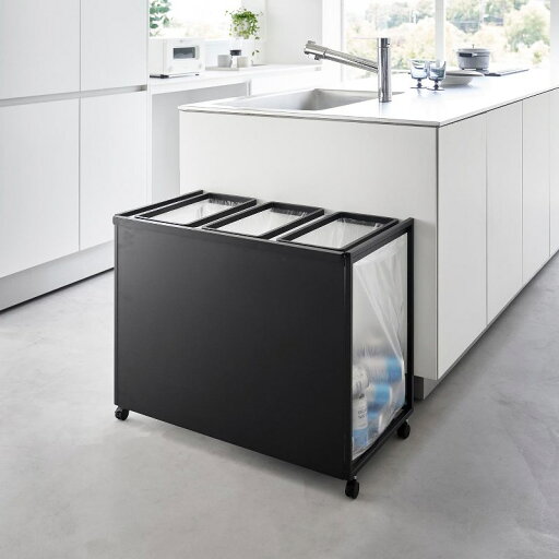 山崎実業 目隠し分別ダストワゴン タワー 45L 3分別 ブラック 4903208018272 【品番:01827】 山崎実業 目隠し分別ダストワゴン タワー 45L 3分別 ブラック 4903208018272 【品番:01827】