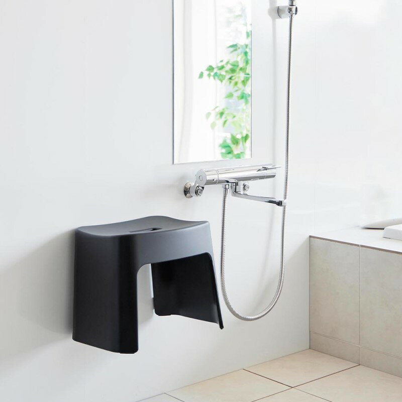 山崎実業　洗いやすいマグネット風呂イス タワー SH26 ブラック 4903208016520　【品番：01652】