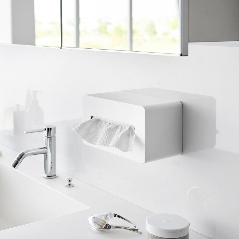 山崎実業 フィルムフッククレンジングタオルケース タワー ホワイト 4903208014465 【品番：01446】