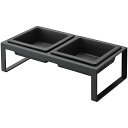 山崎実業 ペットフードボウルスタンドセット タワー トール ブラック 4903208047456 【品番:04745】