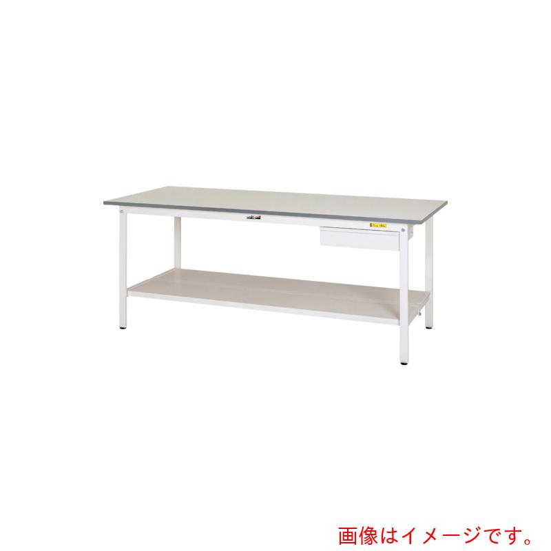 【別途送料あり】山金工業　ヤマテック　ワークテーブル150シリーズ　固定式　キャビネット・全面棚板付　W1500×600×H740mm　シルキーホワイト色　【品番：SUP-1560UTT-WW】
