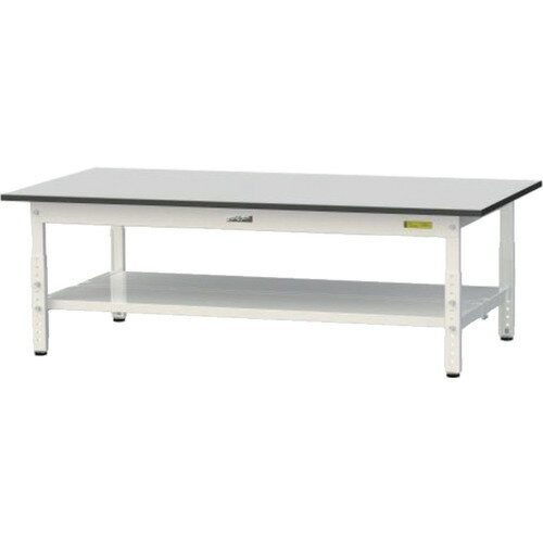 【別途送料あり】山金工業　ヤマテック　ワークテーブル150シリーズ　高さ調整タイプ低床用　全面棚板付　RoHS2指令対応塩ビシート天板　W1500×D750×H401〜H576mm　【品番：SURAL-1575TT-GYW】(4)
