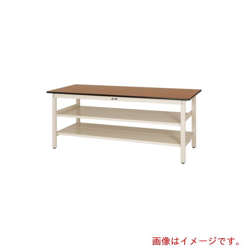 【別途送料あり】山金工業　ヤマテック　ワークテーブル300シリーズ　固定式　中間棚・全面棚板付　ポリエステル天板　W1500×750×H740mm　木目柄／ヤマテックアイボリー　【品番：SWP-1575TTS2-MI】