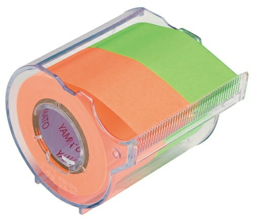 ヤマト メモックロールテープ 蛍光紙 25mm幅 カッター付（2巻入） オレンジ、ライム 【品番：NORK-25CH-6D】