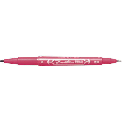 特長 ●丸芯細字＋極細定番のマッキーです。 用途 ●紙、布、木、ダンボールなどのマーキングに。 仕様 ●インク色：ピンク ●文字サイズ：細字・極細 ●筆記線幅(mm)：細1.0〜1.3mm/極細0.5mm ●タイプ：ピンク ●色：ピンク ●ゼブラ　マッキー極細　ピンク 材質 ●油性染料 質量・質量単位 ●8.5g 【メーカー名】ゼブラ（株） 【メーカー品番】MO-120-MC-P