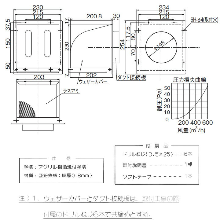 【WK-15KBK】富士工業 レンジフード部材 関連外壁部材 防鳥網付ウェザーカバー ブラック 2