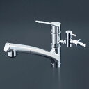 【KM5021ZTTU】 KVK キッチン 給水・給湯接続/シングルレバー シャワー付混合水栓 分岐止水栓付