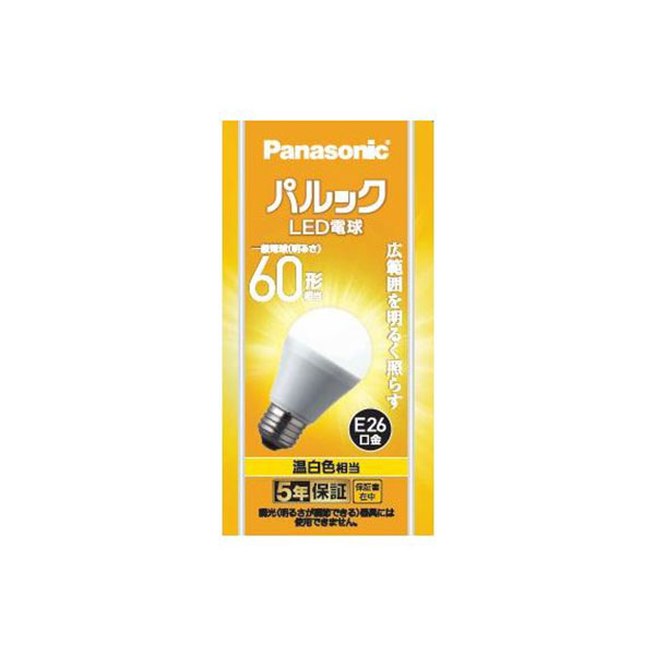 【LDA7WW-G/K6】パナソニック パルック LED電球 7.0W（温白色相当） 60形相当 LDA7WWGK6 【panasonic】