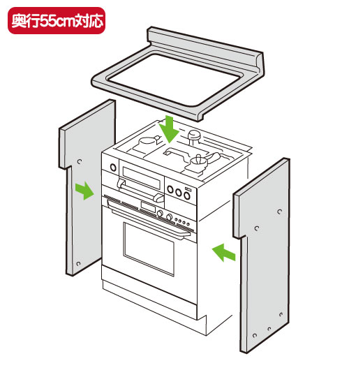 【UKR-U603】リンナイ 自立ユニット 後板固定タイプ キッチン奥行55cm対応 コンロ関連部材【Rinnai】