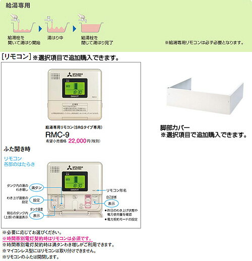 【送料無料】三菱電機 ●電気温水器 ダイヤホット 給湯専用 150L 角型 マイコン 標準圧力型 屋内専用 ワンルームマンション向け SRG-151G