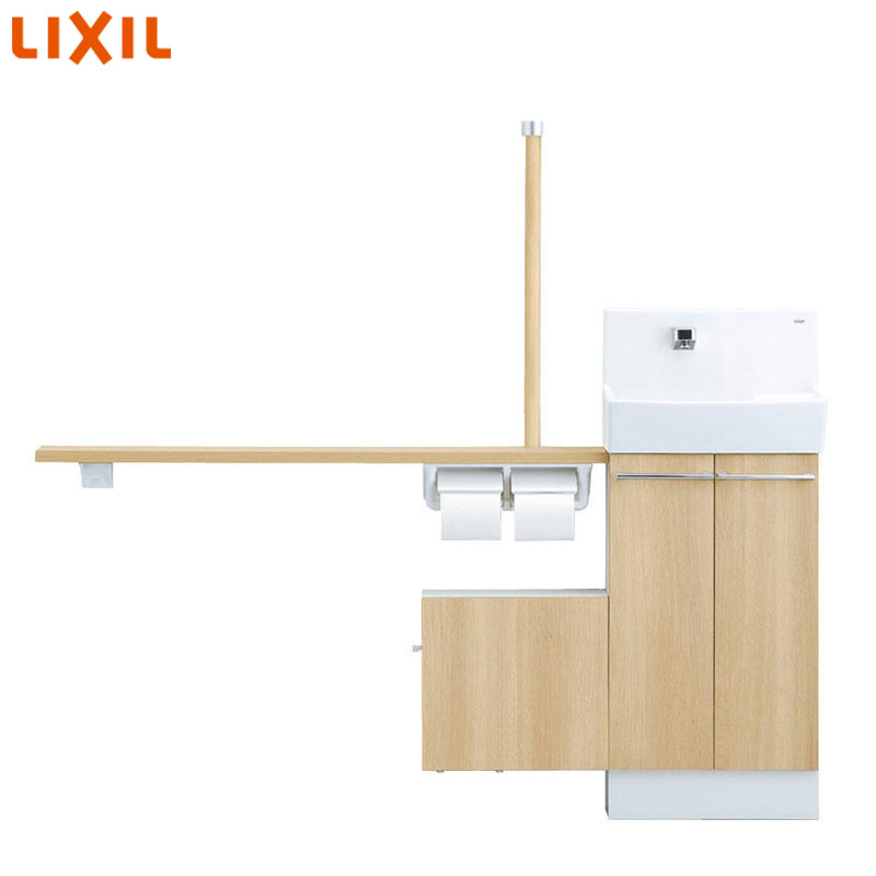 Rakuten - LIXIL 手洗キャビネット コフレル ワイド 壁付 手すりカウンターサニタリーボックス付キャビネットタイプ 自動水栓 1500サイズ 床排水 一般地・寒冷地共用 右仕様 YL-DA83SSAR15E