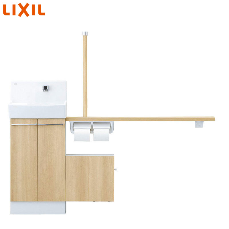 Rakuten - LIXIL 手洗キャビネット コフレル ワイド 壁付 手すりカウンターサニタリーボックス付キャビネットタイプ 自動水栓 1500サイズ 床排水 一般地・寒冷地共用 左仕様 YL-DA83SSAL15E