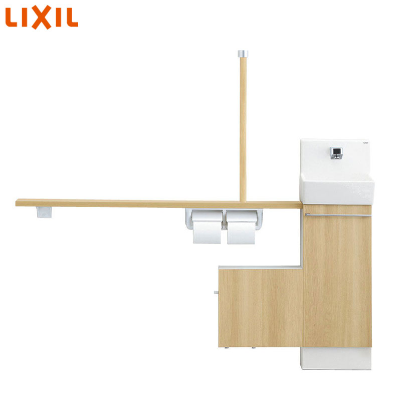 Rakuten - LIXIL 手洗キャビネット コフレル スリム 壁付 手すりカウンターサニタリーボックス付キャビネットタイプ 自動水栓 1200サイズ 床給水・床排水 一般地・寒冷地共用 右仕様 YL-DA82SSAR12B