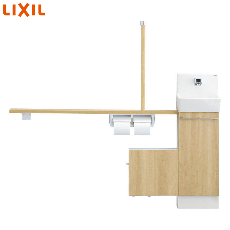Rakuten - LIXIL 手洗キャビネット コフレル スリム 埋込 手すりカウンターサニタリーボックス付キャビネットタイプ 自動水栓 1500サイズ 床給水・床排水 一般地・寒冷地共用 右仕様 YL-DA82VSAR15B