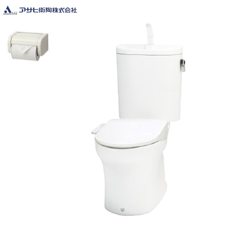 【送料無料】アサヒ衛陶 組み合わせトイレセット エディ848+サンウォッシュ 床:排水芯200mm 手洗い有り 紙巻器付 袖付きタイプ 脱臭機能 ラブリーホワイト RA9484T921LW