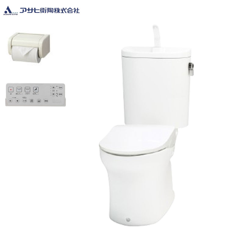 【送料無料】アサヒ衛陶 組み合わせトイレセット エディ848+サンウォッシュ 床:排水芯200mm 手洗い有り 紙巻器付 リモコンタイプ 脱臭機能 ラブリーホワイト RA9484T941LW