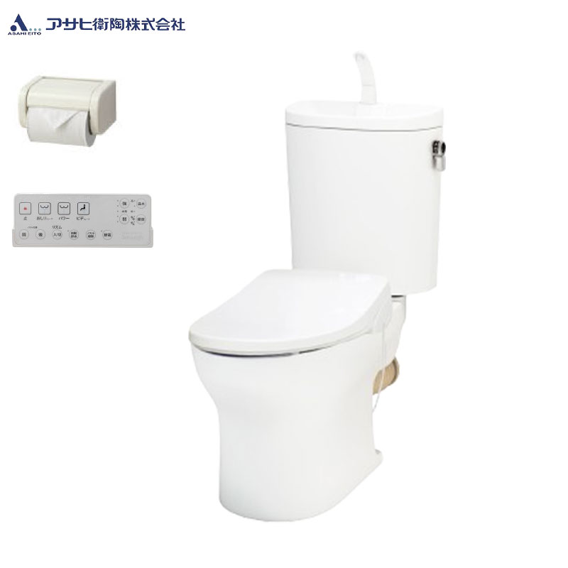 【送料無料】アサヒ衛陶 組み合わせトイレセット エディ868+サンウォッシュ 壁:排水芯148/155mm 手洗い有り 紙巻器付 リモコンタイプ ラブリーホワイト RA9486PT931(LW)