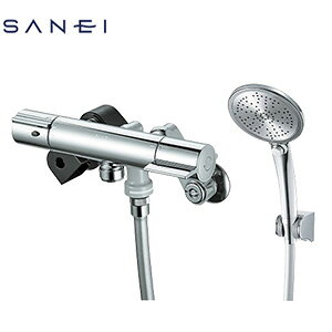 SANEI 浴室用蛇口 壁 洗い場専用 サーモスタット付シャワーバス混合水栓 手元スイッチ クロム 一般地 SK18CT5-N