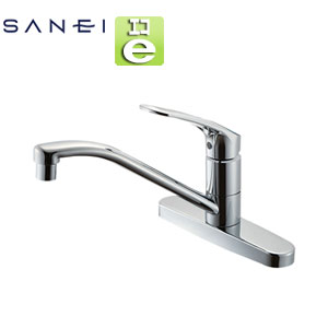 Rakuten - SANEI キッチン用蛇口 U-MIX 台 シングル台付混合水栓 プラスエコ 整流 スパウト258mm 湯水芯203mm 一般地 K676EV-13