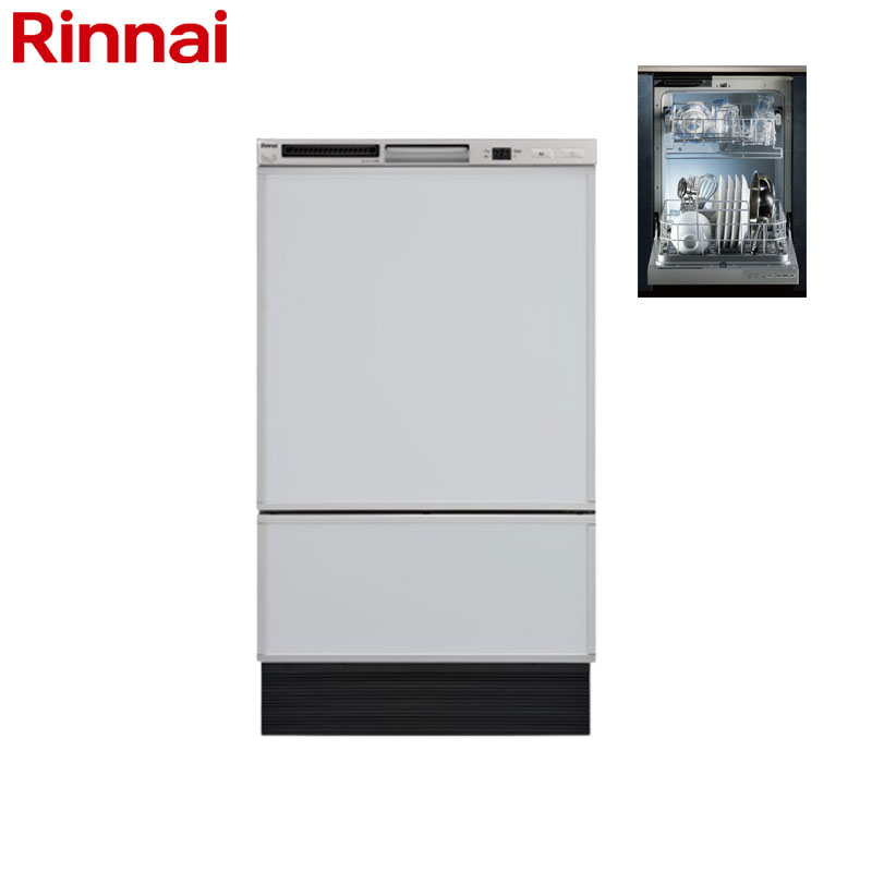 リンナイ ビルトイン食洗機 取替用 フロントオープン ドアパネル型 幅45cm 奥行60cm ウルトラファインバブル 約8人用 付属:化粧パネル グレー 光沢 化粧パネル対応 シルバー RSW-F403UC-SV