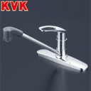 KVK キッチン用蛇口 台 シングルレバー混合水栓 流し台用 NSFシャワー 首振りシャワーヘッド 湯水芯204mm 一般地 KM5091TF