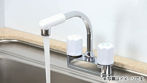 カクダイ キッチン用蛇口 台 2ハンドル混合水栓 キッチン2穴台付 一般地寒冷地共用 151-011 2
