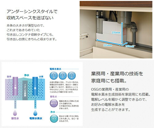 （株）OSGコーポレーション 【工事費込】電解水素水生成器 アルカリッチ 台 AC100V...