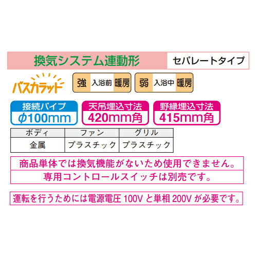 【送料無料】三菱電機 浴室換気暖房乾燥機 バスカラット 電気式 天井埋込型 200V ...