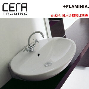 Rakuten - CERA 洗面器単品 フラミニア社 ヌーダ ベッセル式 壁掛式 楕円形 600×545 水栓取付穴径:φ35 中央1ヶ所 ホワイト FL5083R