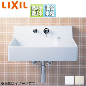 LIXIL 洗面器セット サティス洗面器 壁掛式 角形 シングルレバー混合水栓 エコハン...